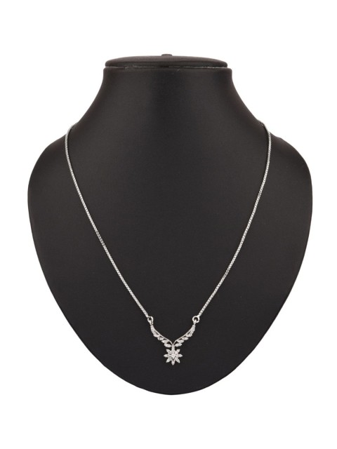 

Efulgenz Silver-Toned & White Rhodium-Plated Pendant Necklace Chain