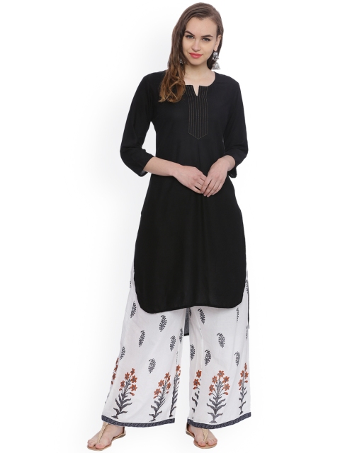 

Avaana Women Black Solid Straight High-Low Kurta