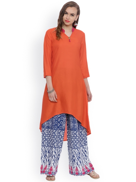 

Avaana Women Orange Solid A-Line Kurta