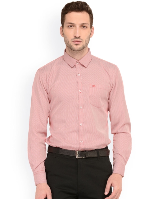 

L.A. SEVEN Men Pink & White Slim Fit Striped Formal Shirt