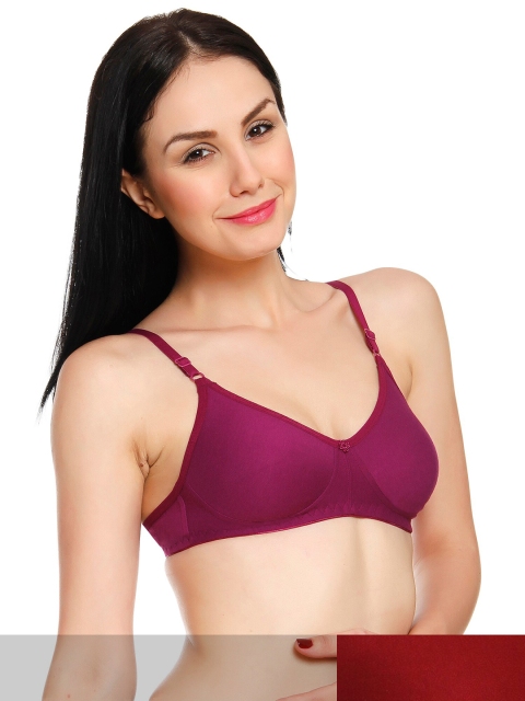 

Innocence Burgundy & Maroon Pack Of 2 Non-Wired Non-Padded T-Shirt Bra