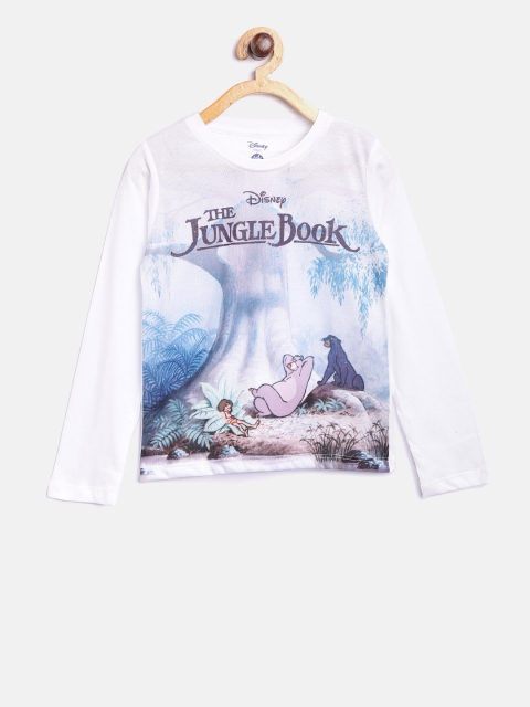 

YK Disney Boys White Printed Round Neck T-shirt