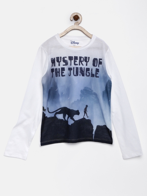 

YK Disney Boys White Printed Round Neck T-shirt