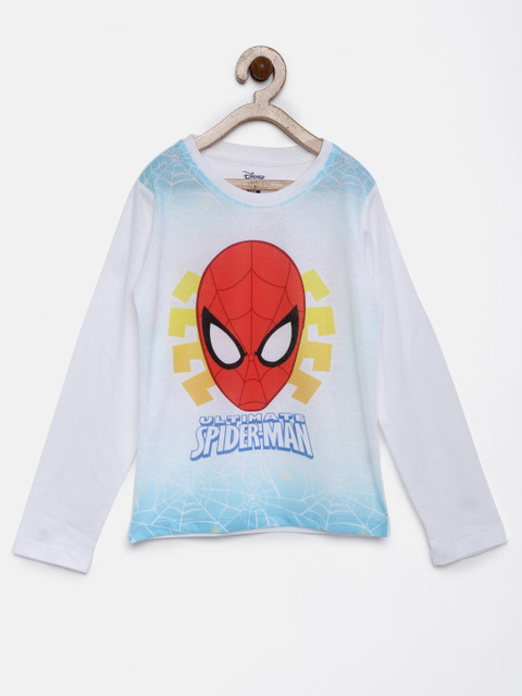 

YK Disney Boys White Printed Round Neck T-shirt