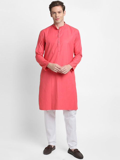 

DEVOILER Men Red Kurta with Pyjamas