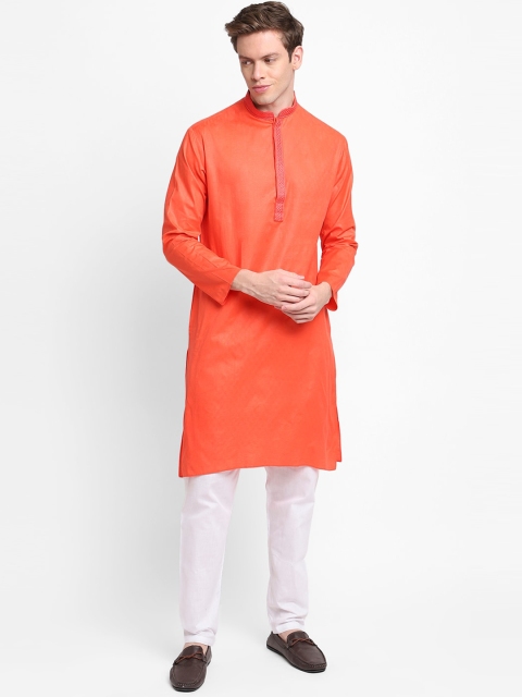 

DEVOILER Men Orange Kurta with Pyjama