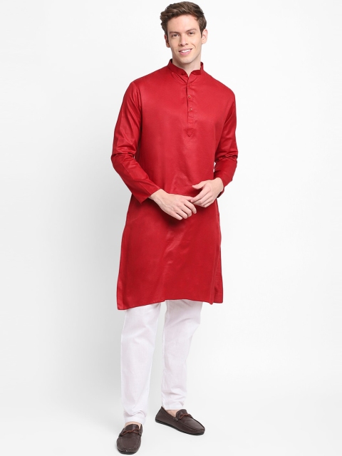 

DEVOILER Men Maroon Kurta with Pyjamas