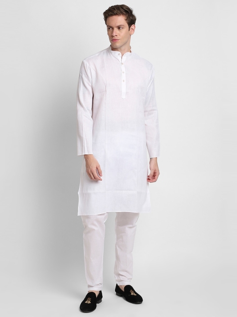 

DEVOILER Men White Solid Kurta with Pyjama