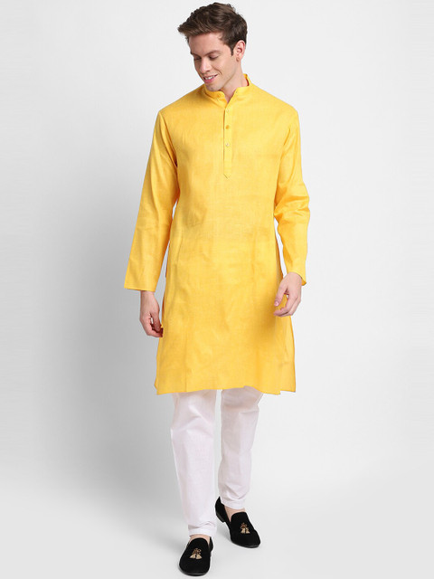 

DEVOILER Men Yellow Kurta with Pyjamas