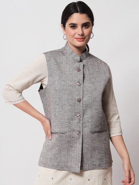 

Vastraa Fusion Women Grey Nehru Jacket