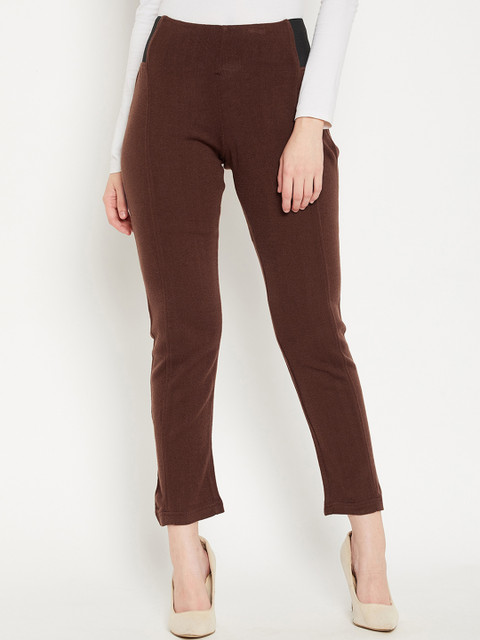 

Madame Women Brown Solid Formal Trousers