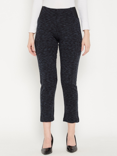 

Madame Women Navy Blue Self Design Acrylic Crop Trouser