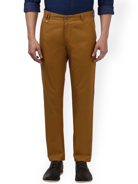 

Park Avenue Men Brown Tailored Slim Fit Solid Regular Trousers