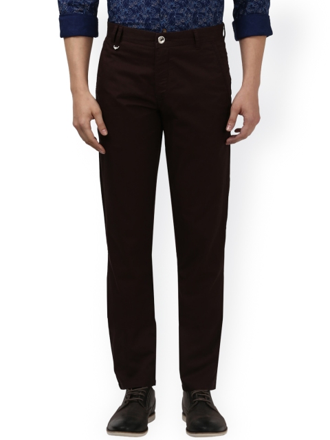 

Park Avenue Men Coffee Brown Tailored Slim Fit Solid Regular Trousers