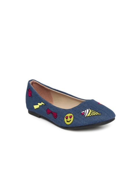 

Fame Forever by Lifestyle Girls Blue Embroidered Canvas Ballerinas