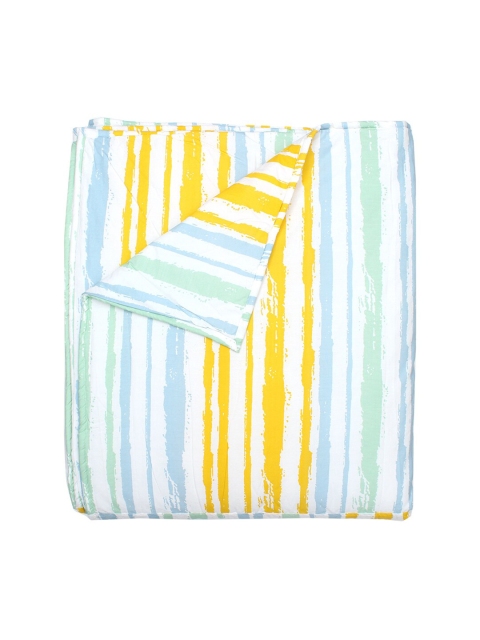

House This White & Yellow Striped Pure Cotton AC Room 110 GSM Double Bed Dohar