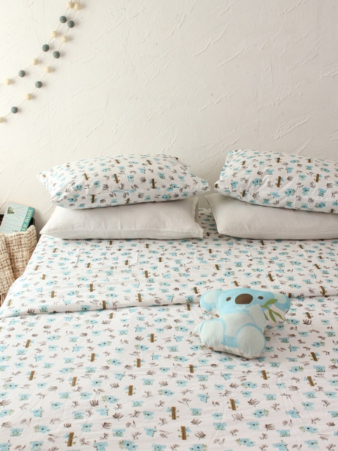 

House This White & Blue Printed Pure Cotton AC Room 110 GSM Double Bed Dohar