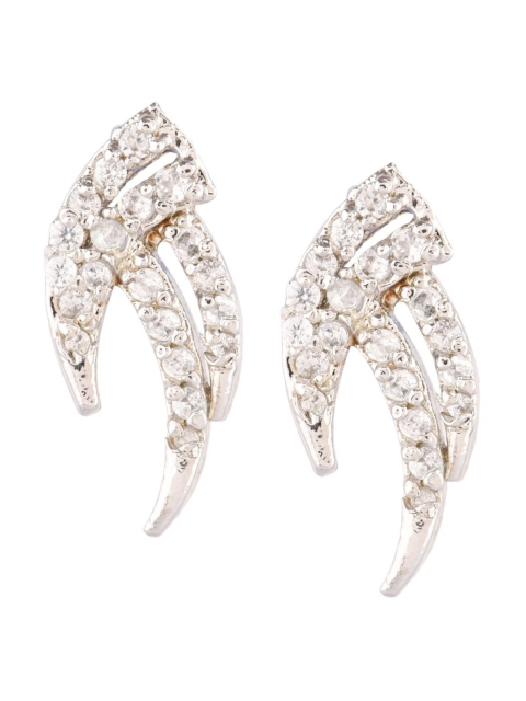 

Efulgenz White Leaf Shaped Half Hoop Earrings