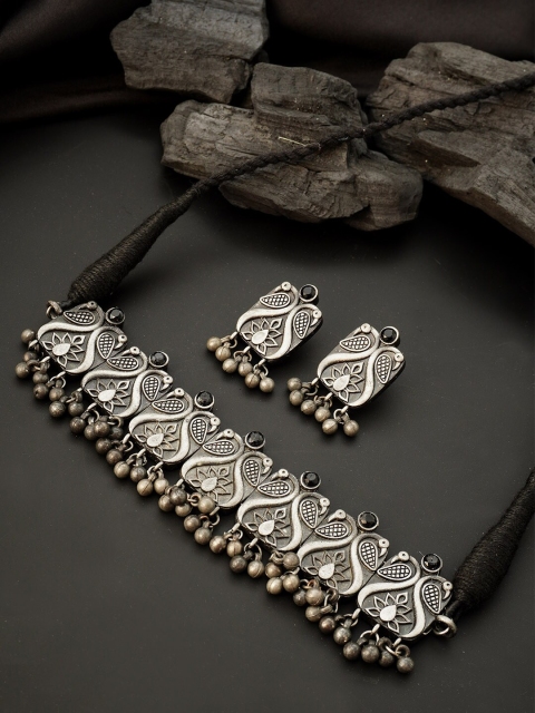 

Urmika Black Oxidized Silver Choker Jewellery Set