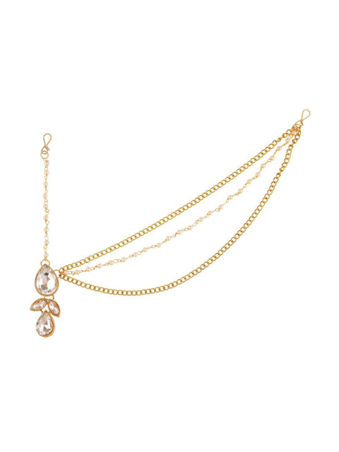 

Efulgenz Gold-Plated White Crystal Studded Antique Head Chain