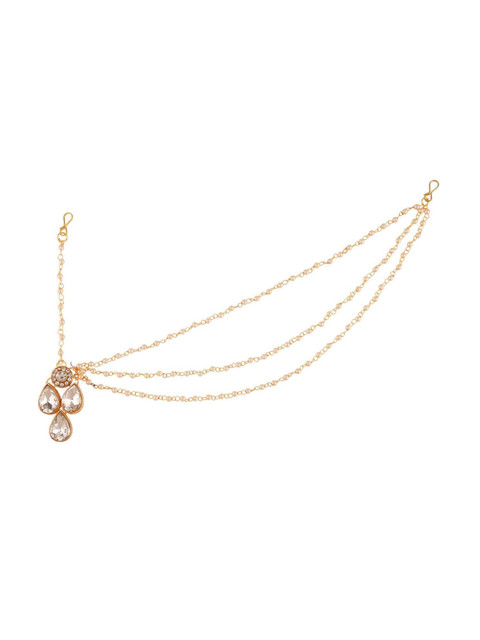 

Efulgenz Gold-Plated & White Crystal Studded Mathapatti