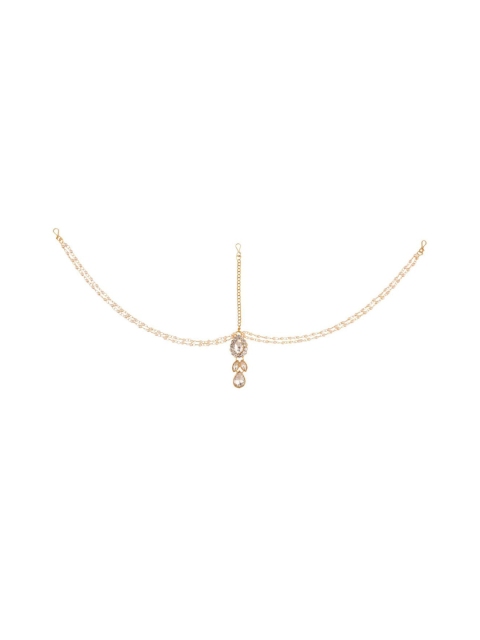 

Efulgenz Gold-Plated & White Crystal Studded Head Jewellery
