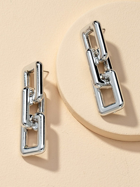 

Pinapes Pack of 2 Gold-Plated & Silver-Toned Classic Drop Earrings