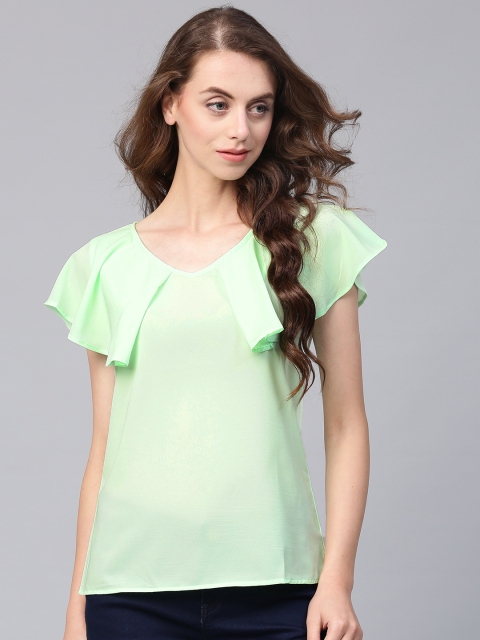 

VVINE Women Green Solid Layered Top