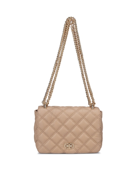 

Da Milano Women Beige Textured Leather Structured Handheld Bag with Quilted