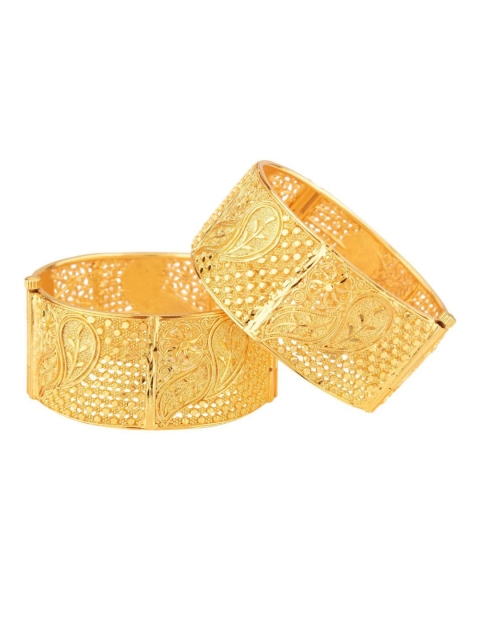 

Efulgenz Gold-Plated Antique Designer Contemporary Bangle Set