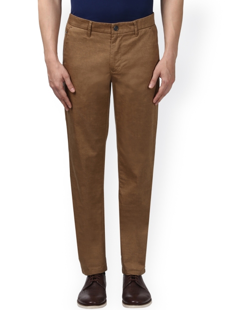 

Park Avenue Men Brown Tailored Slim Fit Solid Chinos