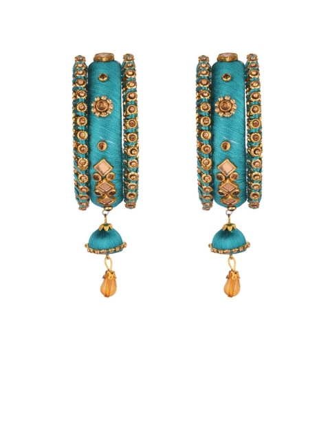 

Efulgenz Set of 6 Gold-Plated Blue Crystal Stone-studded Bangle