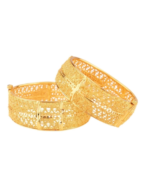 

Efulgenz Set of 2 Gold-Plated Antique Bangle