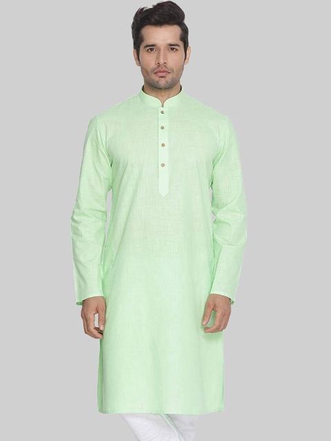 

ROYAL KURTA Men Sea Green Mandarin Collar Straight Kurta