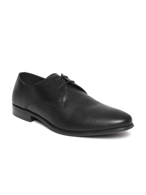 

Red Tape Men Black Leather Textured Derbys