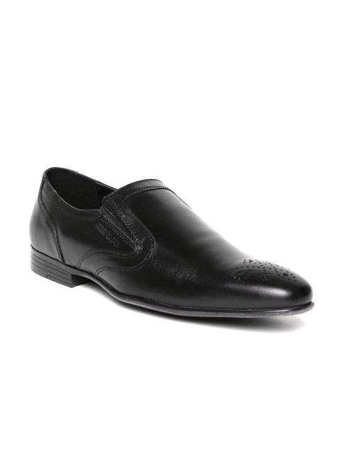 

Red Tape Men Black Leather Semiformal Slip-Ons