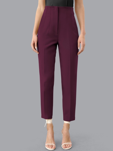

POONAM DESIGNER Women Magenta Slim Fit High-Rise Trousers