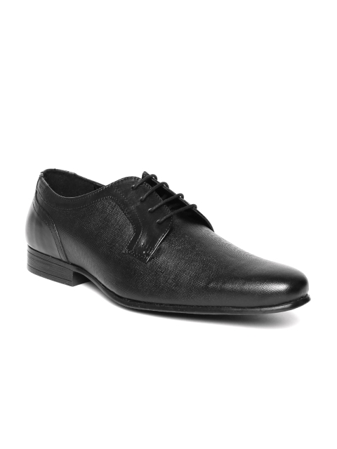 

Red Tape Men Black Leather Textured Derbys