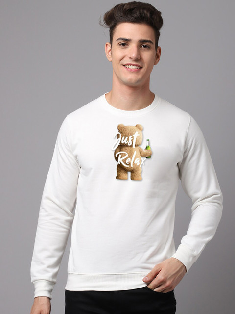 

Obaan Men White Printed Pull Over Long Sleeves Sweatshirt