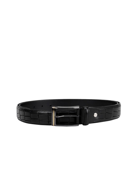 

Da Milano Men Black Textured Leather Formal Belt