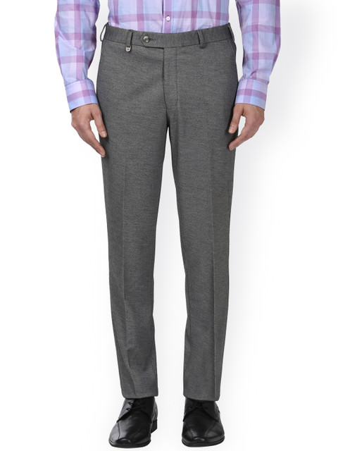 

Park Avenue Men Grey Regular Fit Solid Formal Trousers