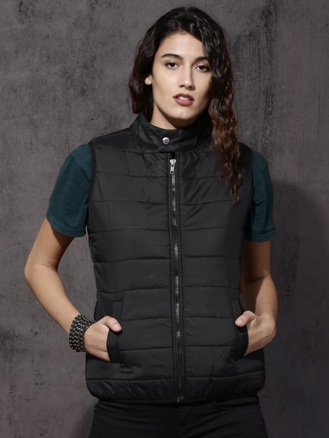 

Roadster Women Black Solid Puffer Jacket