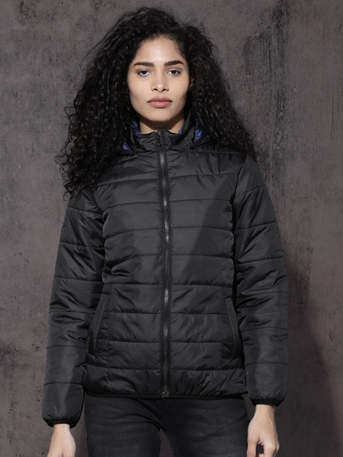 

Roadster Women Black Solid Puffer Jacket