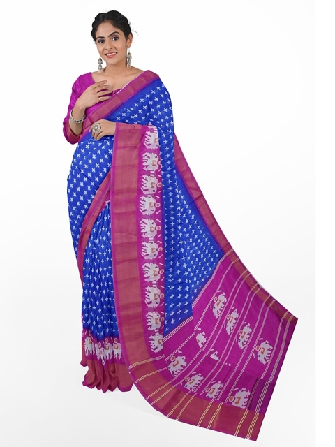 

Silk Bazar Blue & Pink Ethnic Motifs Zari Silk Blend Bhagalpuri Saree