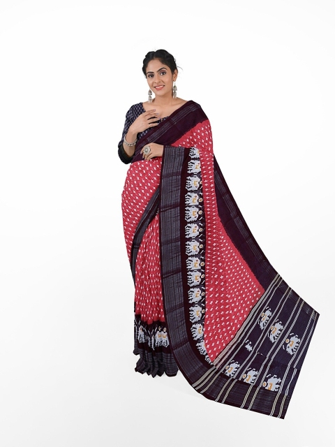 

Silk Bazar Peach-Coloured & Black Ethnic Motifs Zari Silk Blend Bhagalpuri Saree