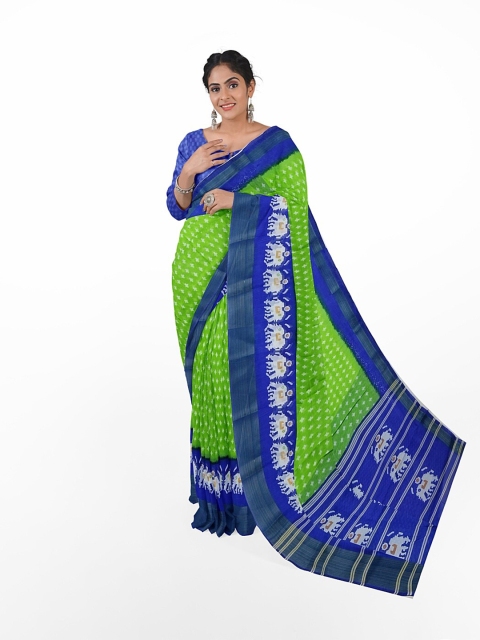 

Silk Bazar Green & Blue Ethnic Motifs Zari Silk Blend Bhagalpuri Saree