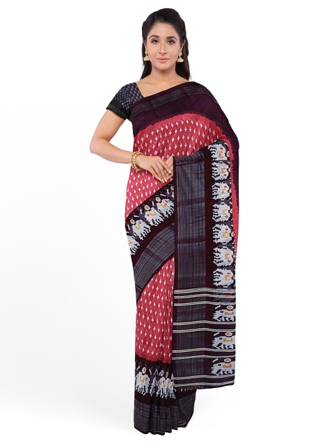 

Silk Bazar Peach-Coloured & Black Ethnic Motifs Zari Silk Blend Bhagalpuri Saree