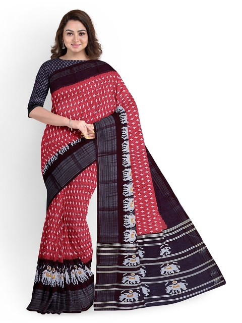 

Silk Bazar Peach-Coloured & Black Floral Zari Silk Blend Bhagalpuri Saree