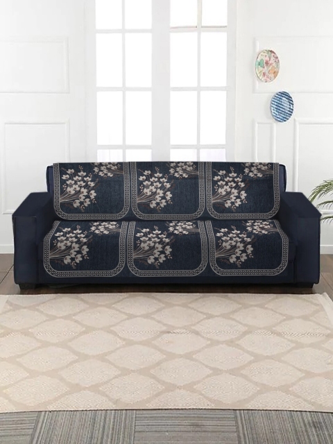 

MULTITEX Set of 10 Pcs Blue Printed 5 Seater Sofa Covers