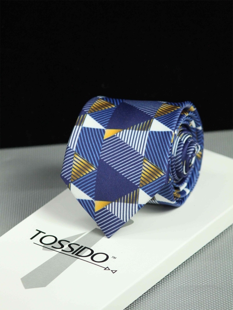 

Tossido Men Blue & White Printed Broad Tie